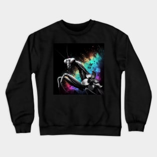 Monochromatic Praying Mantis Ghost Orchid Rainbow Colors Crewneck Sweatshirt